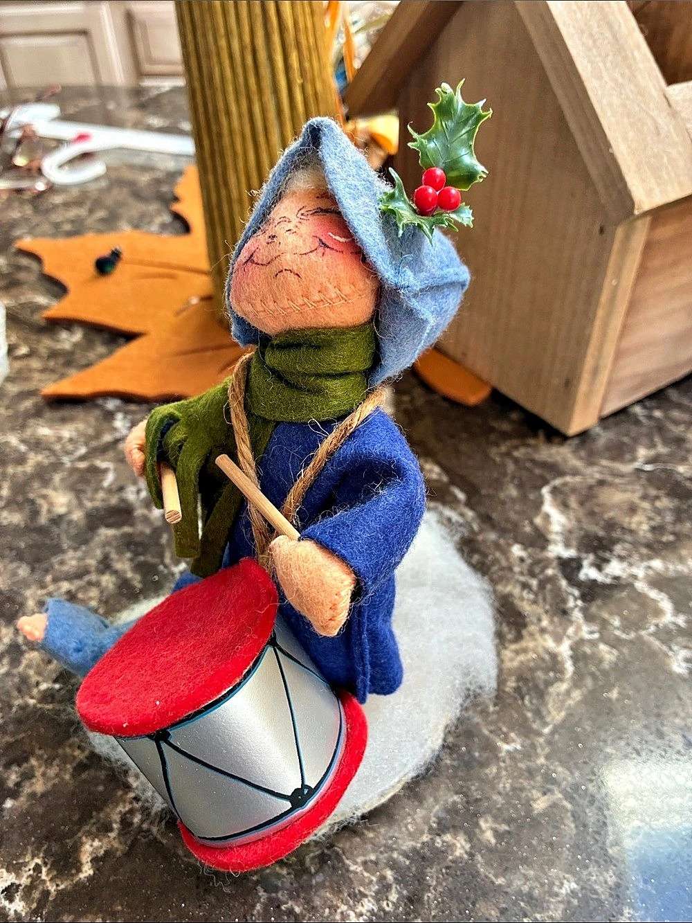 Annalee Little Drummer Boy Holiday Drummer Ornament Blue & Red